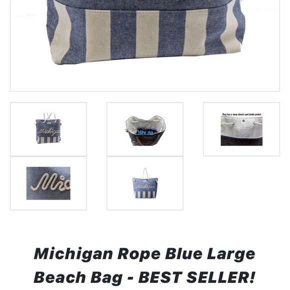 Robin Ruth Michigan Blue and White Tote - Picture 4 of 5